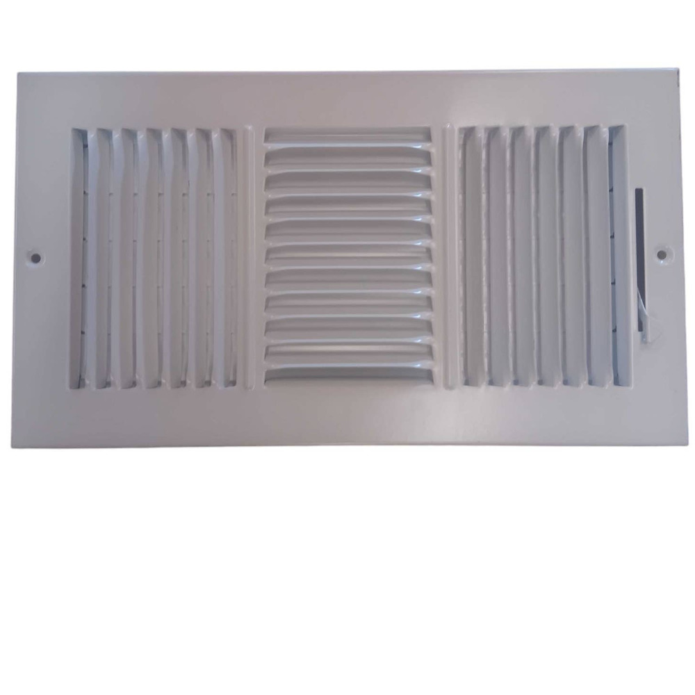 12" x 6" 3-Way Steel Wall / Ceiling Register Vent, White, No Cellophane Package